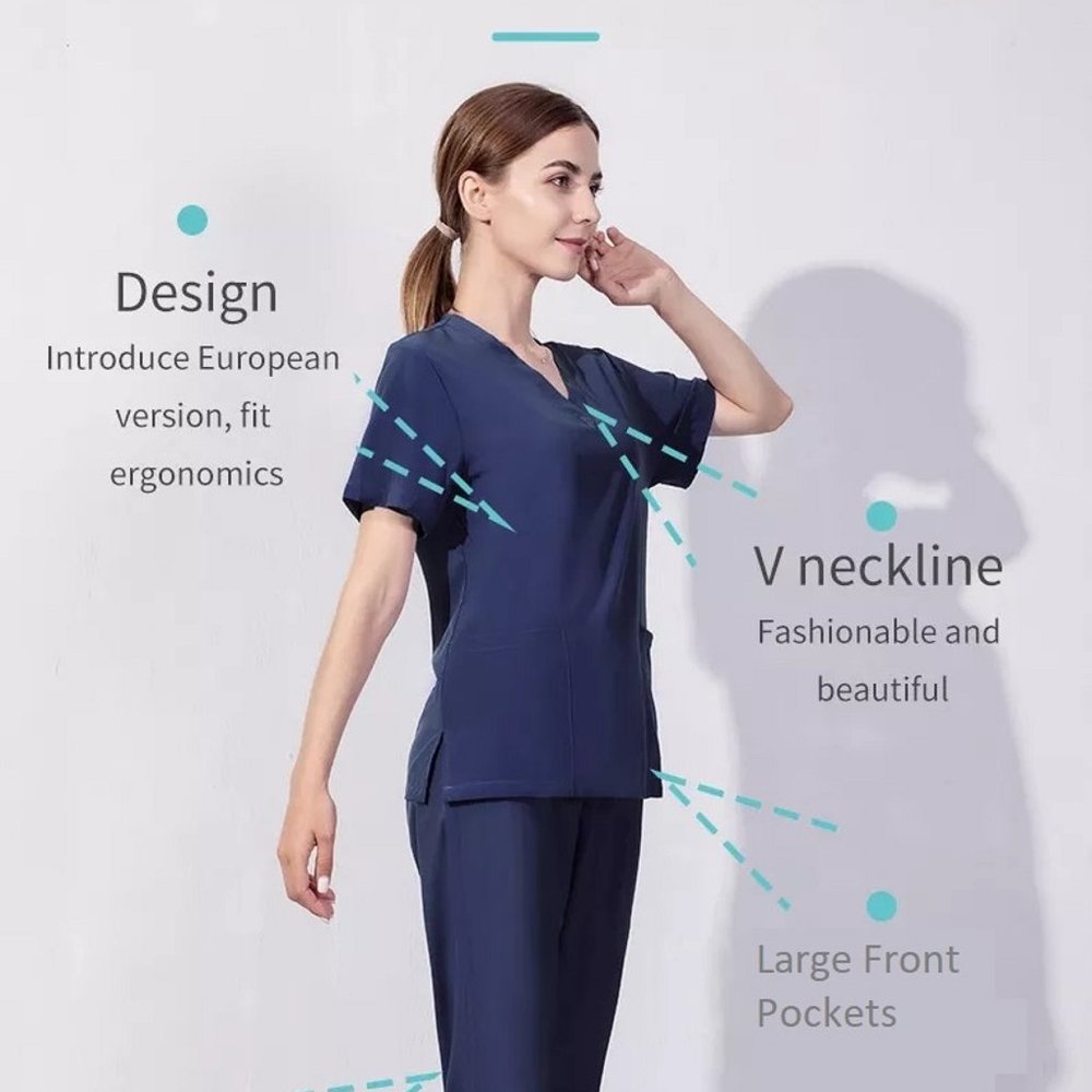 Blue Scrubs - Shirt & Pants Set Navy Blue Medical Scrubs Comfort Fit Pocket